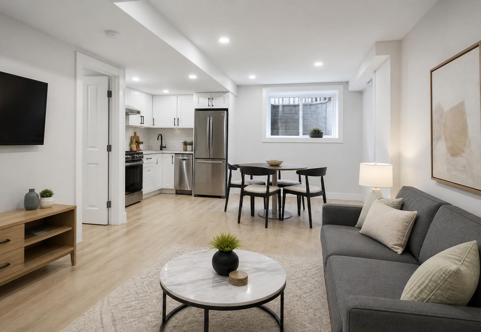 Finished legal basement suite in an Alberta home